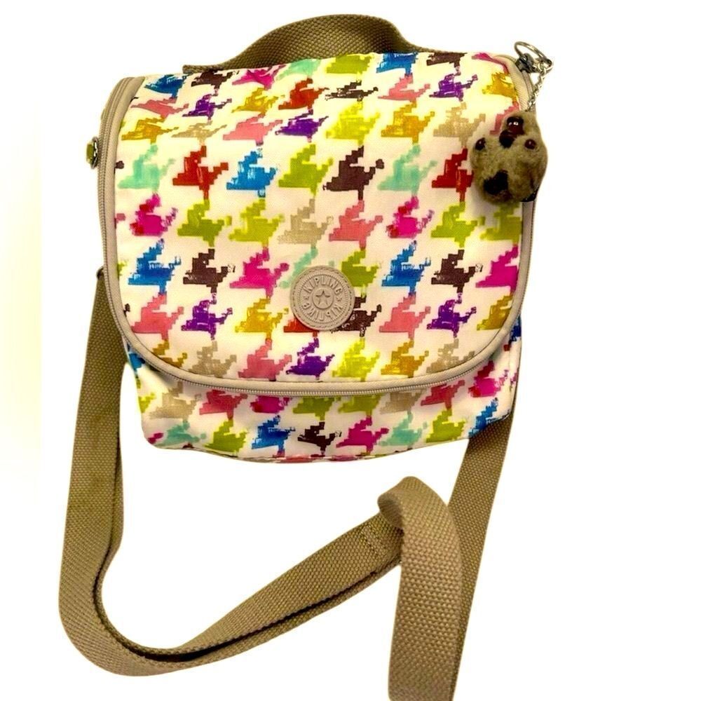 Kipling colorful, houndstooth lunch bag